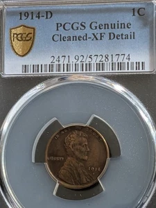 1914-D LINCOLN WHEAT CENT GOLD SHIELD PCGS XF Details See It! - Picture 1 of 8
