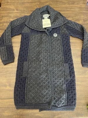 Aran Crafts Women’s Merino Wool 1 Button Cardigan Sweater Small New Charcoal  - Image 1 of 4