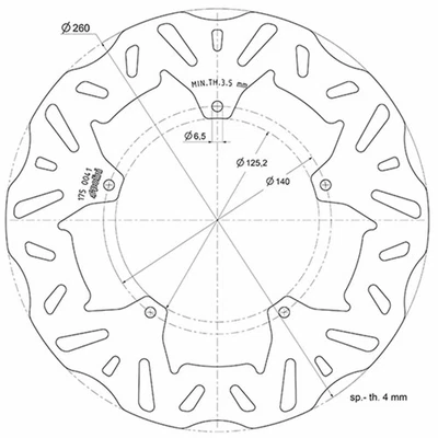 Disco Freno POLINI D.260 PIAGGIO 150 X8 STREET 2006-2008 - Imagen 1 de 2