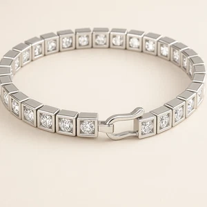 Certified 7.00 Ct Treated Natural Diamond Bracelet in 14K White Gold - Bild 1 von 1