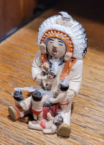 Miniature Native American Chief Storyteller Figurine - Picture 1 of 5