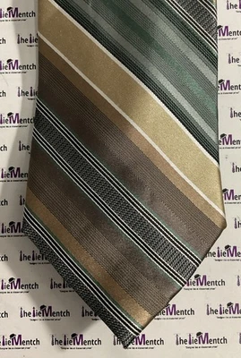 Corbata de cuello con diseño de rayas marrón y verde seda Calvin Klein 3,25” (nueva sin etiquetas) Foto 1 de 3