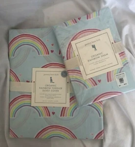 Funda de edredón arco iris azul orgánico Pottery Barn para niños pequeños y simulada estándar nueva con etiquetas nla - Imagen 1 de 5