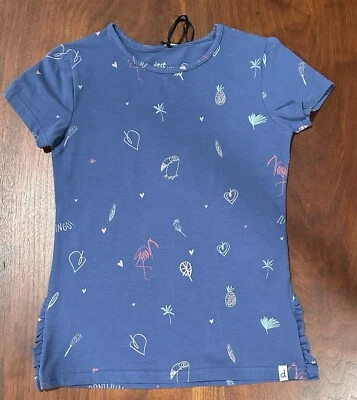 NUEVO CON ETIQUETAS Camiseta Deux Par Deux Niñas Manga Corta Estampado de Loro y Piña Talla 8 Foto 1 de 4