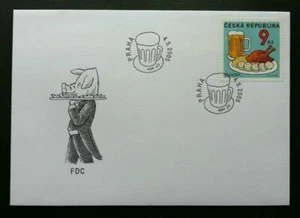[SJ] Czech Republic Food 2005 Cuisine Beer Drink Pig Waiter Roaster Chicken (FDC - Picture 1 of 5