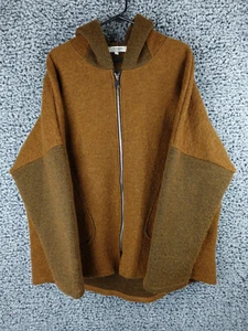 Nostalgia Made in Italy Wool Zip Hoodie Jacket Size L Brown Green Colorblock 60 - Imagen 1 de 12