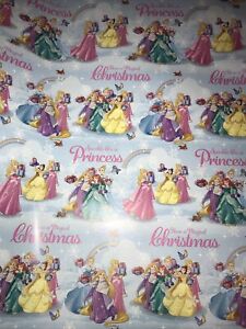 Official Disney Princess 2.5m X 69cm Christmas Flat Wrapping Paper &3 Large Tags