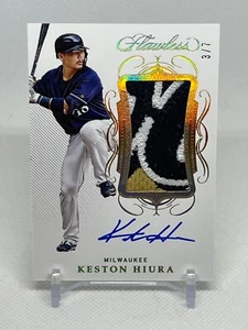 2020 Panini Flawless Gold Keston Hiura Jumbo 3-Color Patch 3/7 Brewers - Picture 1 of 2