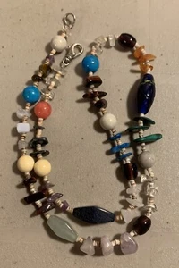 Vintage Muli Stone Gemstone Agate Necklace 18.5” Colorful - Picture 1 of 4