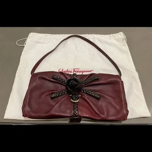 Salvatore Ferragamo Leather Clutch Shoulder Bag Rare Runway Collection VTG - Picture 1 of 13