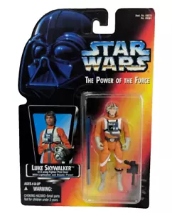 1995 Star Wars Power of The Force Luke Skywalker X-Wing Pilot Kenner Red Card - Bild 1 von 14