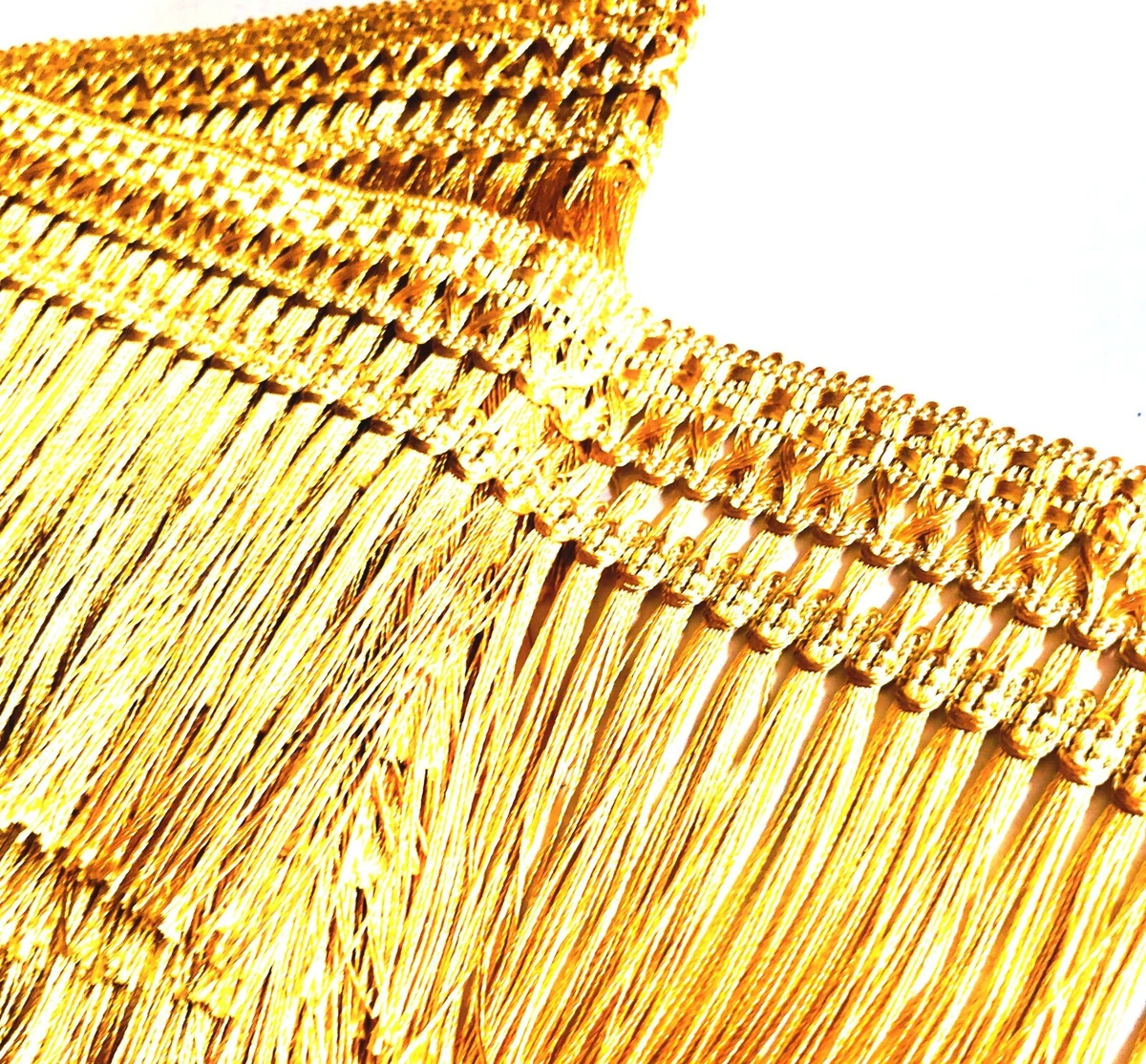 DecoPro Fransenborte 7,6cm – Gold Mit Blauer Spitze, Pro Yard (91cm), Für Vorhänge & Kissen