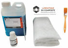 2 Kg de RÉSINE POLYESTER ISO. + 2m² de MAT DE VERRE + CATALYSEUR + PIPETTE.