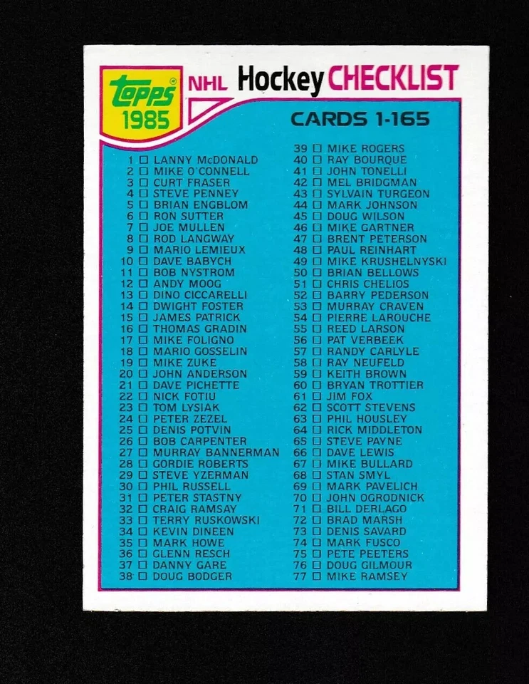 1985 Topps Hockey card singles pick what you need 81 thru 165 - Image 1 of 1