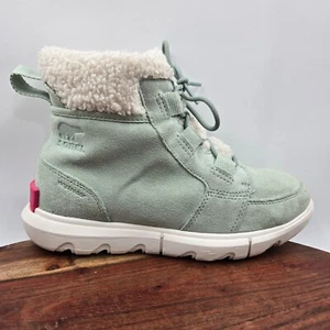 Sorel Explorer Carnival Boots Womens 6.5 Green Suede Waterproof Winter Snow Warm - Picture 1 of 15