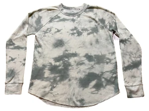 NWT Sonoma Round Neck Waffled Thermal Shirt Long Sleeve Tie Dye Ivory Cream S - Picture 1 of 5