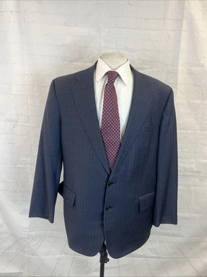 Tom James Men's Gray Blue Striped Blazer 46R $895 - Image 1 of 4