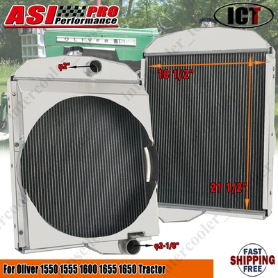 ASI 3 Row Radiator For Oliver 1550 1555 1600 1655 1650 Tractor 163342AS 163272A - Image 1 of 4