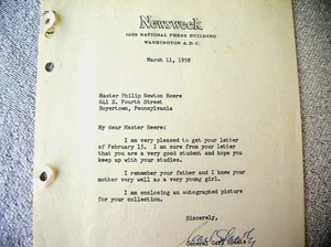 Carta autógrafa firmada a mano 1958 de Carl Spaatz, general de la Segunda Guerra Mundial, C O A - Imagen 1 de 5