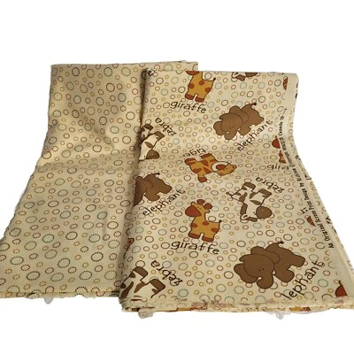 Fabric Lot Richloom Baby Zoo Animals  4 Yards Total 44 Width Tan Quilt / Curtain - Image 1 of 4