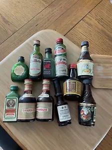 More details for vintage miniature green &amp; brown alcohol bottles x 11 see description below