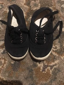 Kids Faded Glory Charcoal BLACK Canvas Casual Lace Up Sneakers 10 - Picture 1 of 4