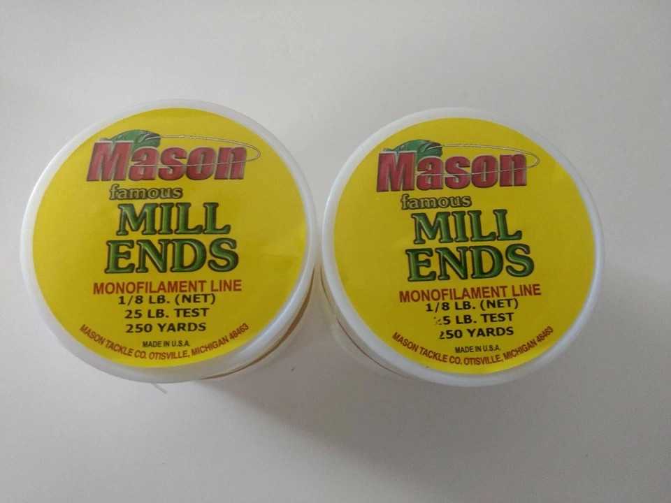 2 rollos de línea de pesca monofilamento de extremos de molino de albañil 25 lb prueba 250 yardas cada uno Foto 1 de 1