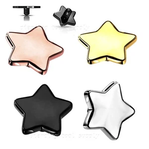 2pcs. 16G 3mm Flat Star PVD Surgical Steel Internally Threaded Labret Top Part - Picture 1 of 7