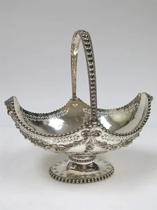 Large Reticulated Silverplate Fruit Basket Floral Design w/ Horned Deity 12"x13" - Picture 1 of 7