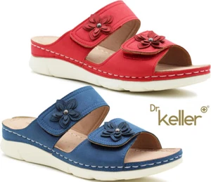 Ladies Dr Keller Wide Fit Touch Fastening Lightweight Slip On Sandals Mules Sz - Picture 1 of 17