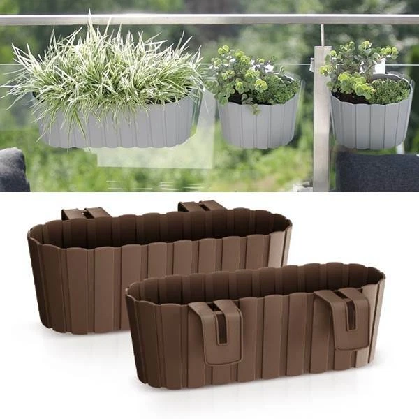 Blumentopf Blumenkasten Balkonkasten Pflanzentopf Holzbrett-Design für Geländer - Bild 1 von 1