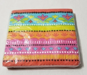Fiesta Brights Paper Beverage Napkins Amscan 16 count Bright Multicolor NEW USA - Picture 1 of 8