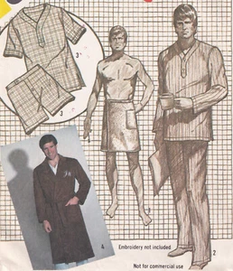 Simplicity 5163 Mens Pajama Pants Shorts Tops Robe Shower Wrap Pattern Sz L 1981 - Picture 1 of 9