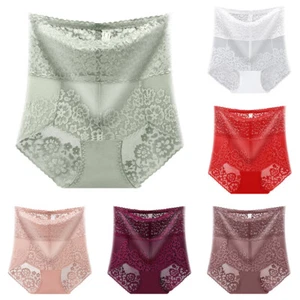 Plump Girls Hip Lifting Underwear Cotton Sexy High Waist Lace Belly Contracting - Picture 1 of 23