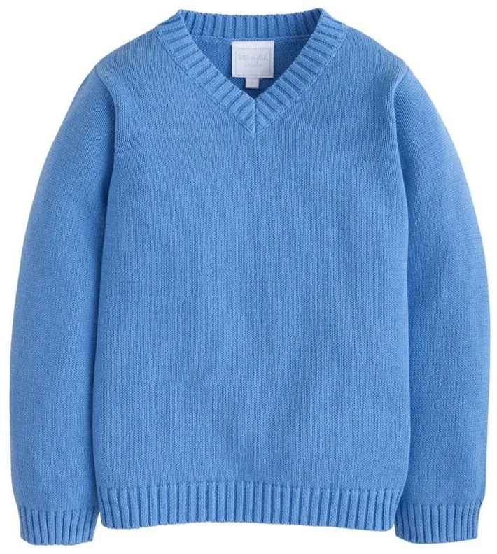 LITTLE ENGLISH  V-Neck L/S Cotton Sweater - Blue - NWT Boy 14 - Image 1 of 1