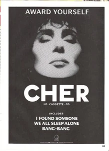 CHER Award Yourself Press ADVERT/Poster/Clipping 11x8 inches - Imagen 1 de 1