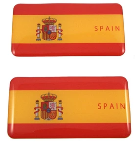 Spain Spanish flag domed decal 3D sticker emblem 2.6" set of 1 or 2 - Foto 1 di 5