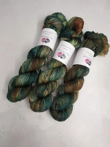 Hand Gefärbt Bfl Seide Garn ,Spitze Gewicht,100g,Tarnfarbe - Bild 1 von 6