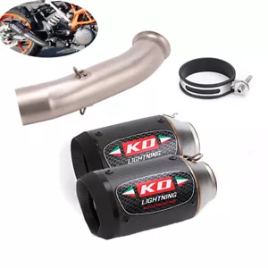 Exhaust Mid Pipe 2" Carbon Muffler Modified For Duke 125 250 390 RC390 2017-2020 - Picture 1 of 12