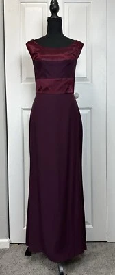Vtg Oleg Cassini Formal Gown 6 Burgundy Dress Long Black Tie Cocktail Elegant - Image 1 of 4