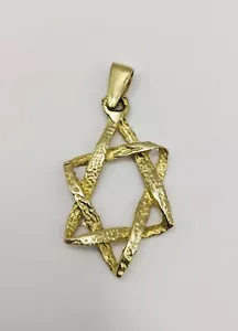 Genuine 14k Yellow Gold 32mm Large Star of David Jewish Religious 1.9g Pendant - Picture 1 of 7
