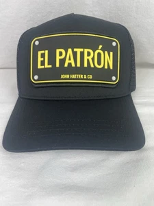John Hatter & Co El Patron Black Trucker Hat New Rubber Plaque Snapback Hat - Picture 1 of 5