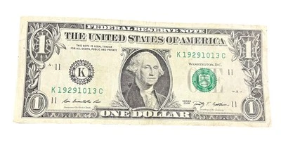 October 13th, 1929  BIRTHDAY / Anniversary FANCY SERIAL NUMBER 2009 $1 Note - Image 1 of 3