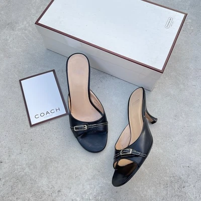 Coach | Auténticas mulas vintage de cuero negro con hebilla plateada con caja (35,5/36) Foto 1 de 4