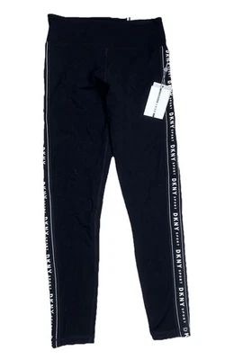 DKNY Sport Women's XS High-Waist 7/8 Leggings Logo Striped Tight Black NWT - Image 1 of 4