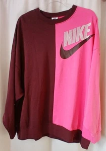 NIKE Oversize Colorblock Pink/Maroon Sweatshirt Size M - Picture 1 of 8