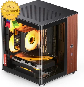 TK-0 schwarz ITX Mini Tower PC GEHÄUSE Hyperboloid Glas Desktop Design getrennt C - Bild 1 von 7