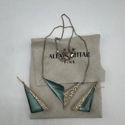 Pendientes y collar de cristal de lucita verde Alexis Bittar 100 % auténticos Foto 1 de 4