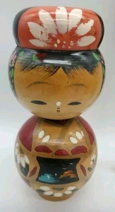 Muñeca japonesa de madera Kokeshi Tohoku vintage pintada a mano - Imagen 1 de 7