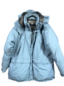 Marmot Jacket Mens XXL Blue Goose Down Parka Hooded Winter Coat Nylon Outdoor - Picture 1 of 9
